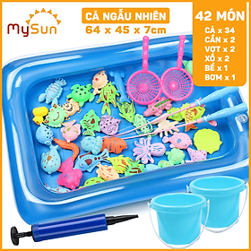 Bộ đồ chơi bể phao cần câu bắt cá nam châm cho bé loại mini - to cỡ lớn MySun