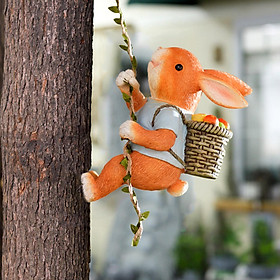 Animal Garden Statue Figurine, Climbing Rabbit Statue, Adorable Fairy Garden, bunny Sculpture Ornaments for Yard, Micro Landscape Home
