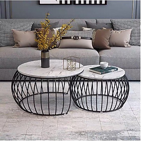Mua Cặp bàn trà sofa tròn bông bí  mặt đá 3D