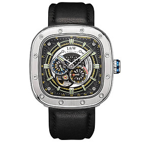 Đồng hồ nam chính hãng I&W CARNIVAL 666G-D1 Kính sapphire ,chống xước,Chống nước ,Bảo hành 24 tháng,Máy cơ (Automatic),Dây da cao cấp,thiết kế lộ cơ thể thao