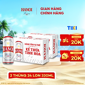 Combo 2 Thùng Bia Hanoi Premium - Thùng 24 lon 330ml