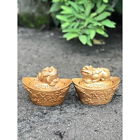 Mua Cặp linh vật tỳ hưu và thiềm thừ trấn hũ vàng  trang trí phong thủy hút tài lộc bằng gỗ bách xanh thơm phức kt 15×12×8cm