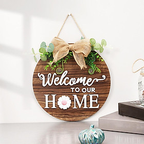 Round Wooden Welcome Sign Wall Door Home Decoration Hanging Sign Ornament