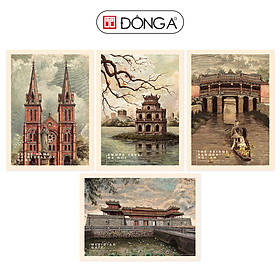Combo 4 postcards Danh thắng Việt Nam (Hồ Gươm, Ngọ Môn, Chùa Cầu, Nhà thờ Đức Bà)