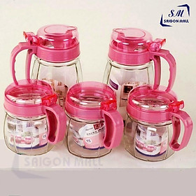 BỘ 5 LỌ HŨ ĐỰNG GIA VỊ THUỶ TINH Mẫu Mới, Bộ Lọ Thủy Tinh Đựng Gia Vị 5 Món Có Tay Cầm Cao Cấp