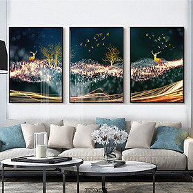 Mua Bộ 3 Tranh Canvas Động Vật Phong Thủy - Tranh Những Chú Hươu Nghệ Thuật Đẹp