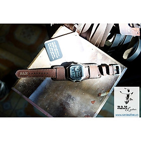 DÂY ĐỒNG HỒ DÀNH CHO CASIO AE1200 BUNDSTRAP B2+1951 NÂU VÂN HẠT DA BÒ THẬT