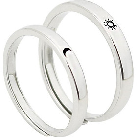 Nhẫn đôi bạc tình duyên mặt trăng ôm mặt trời sun & moon phong cách Hàn Quốc tặng thẻ Vcone (1 đôi)