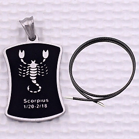 Mặt dây chuyền cung Hổ Cáp - Scorpius inox trắng kèm vòng cổ dây cao su đen + móc inox trắng, Cung hoàng đạo