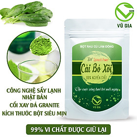 Bột Cải Bó Xôi Sấy Lạnh Nguyên Chất Vũ Gia (50g/ túi) - Ngăn ngừa xơ vữa động mạch, bệnh đau tim, chất xơ giúp tiêu hóa tốt, kiểm soát cân nặng, hỗ trợ đẹp da, sáng da