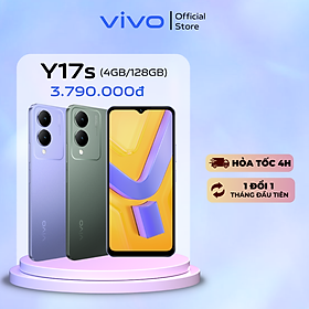 [MỚI] Điện thoại vivo Y17s - Hàng chính hãng - Camera 50MP - Pin 5000 mAh - Sạc nhanh- RAM mở rộng đến 8GB