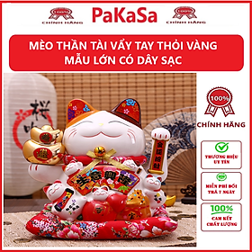 Mua Mèo Thần Tài Maneki Neko Vẫy Tay Chiêu Tài Lộc Bằng Gốm Sứ Tặng Kèm Túi Lót PaKaSa - Hàng Chính Hãng