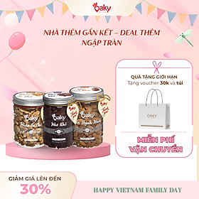 Quà Tặng Oaky - Combo Hạt Dinh Dưỡng Cao Cấp Hạnh Nhân, Nhân Óc Chó Vàng, Nho Khô - Tặng Túi Giấy Sang Trọng
