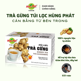 Trà Gừng Túi Lọc Tiện Lợi Làm Ấm Cơ Thể Hỗ Trợ Tiêu Hóa Hộp 25 Gói - Trà Hùng Phát