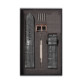 Dây đeo đồng hồ Da Cá Sấu Xám Size 19/20/21/22 - Dây Đeo Da Cá Sấu Thật 100% - Bảo Hành 12 Tháng