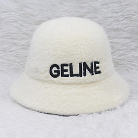 Mũ bo cụp lông thỏ, nón tai bèo vành tròn hàng quảng châu thêu chữ Geline, vành 5cm phù hợp cho bạn nữ đội đi du lịch