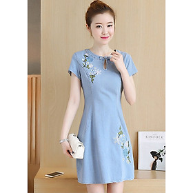 Đầm Jean Nữ Họa Tiết Thanh Lịch BY1017