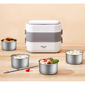 Mua Hộp cơm cắm điện văn phòng 2 tầng 4 bát inox có chức năng giữ nhiệt  hâm đóng và tự nấu chín thức ăn đa năng - K1246