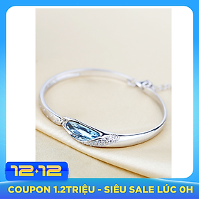 Vòng tay nữ vòng tay dáng kiềng bạc nữ s925 đá xanh LK1330