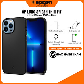 Ốp lưng Spigen Thin Fit Black cho iPhone 13 Pro Max - Thiết kế nhỏ nhẹ, chống sốc, chống bẩn, viền camera cao - Hàng chính hãng