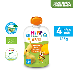 Dinh dưỡng 100 Trái cây nghiền Organic HiPPiS Chuối, Lê, Xoài