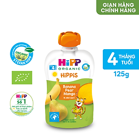 Dinh dưỡng 100% Trái cây nghiền Organic HiPPiS Chuối, Lê, Xoài