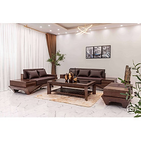 Mua Bộ sofa góc tay vuông gỗ sồi nga   Bộ ghế sofa 2 văng chân quỳ