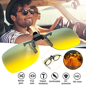 Yellow High End Alloy Driving Anti-Glare UV400 Polarized Day Night Vision Sunglasses Clip