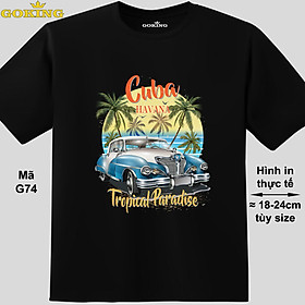 CUBA HAVANA, mã G74. Áo thun du lịch cho nam nữ siêu đẹp, form unisex. Áo phông hàng hiệu Goking, quà tặng cao cấp cho gia đình, cặp đôi, doanh nghiệp, hội nhóm. - Đen, vải thun lạnh - S