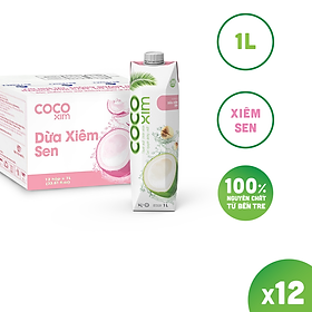 THÙNG 12 Hộp Nước dừa đóng hộp Cocoxim Sen dung tích 1000ml Hộp