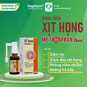 Xịt Họng METHORPHAN BEE Traphaco Hỗ Trợ Giảm Ho Ngứa Họng Cho Người Lớn Trẻ Em Hộp 1 Lọ 30ml