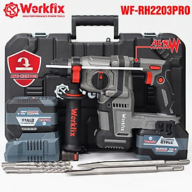 Mua Máy Khoan Đục Bê Tông 3 Chức Năng Dùng Pin 21V Workfix - WF-RH2203PRO - MÀU XÁM - Có Anti-kickback - Chân Pin Phổ thông 2 Pin 21V/6Ah - Động Cơ Từ Lõi Đồng