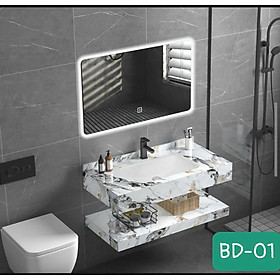 Mua Tủ Lavabo mặt đá 2 tầng chống trầy Juno Sofa  60 x 50 cm Gương led cùng cỡ 60 x 50 cm
