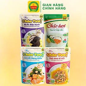 Combo 4 Gói Cháo Tươi Cây Thị Vị: Gà Ác Đậu Xanh, Cá Hồi, Rau Củ Thập Cẩm, Thịt Heo