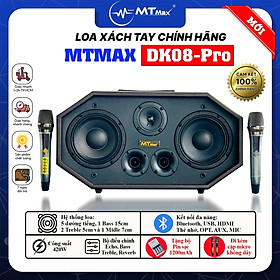 Loa Xách Tay Chính Hãng MTMax DK08 Pro - Loa 5 Đường Tiếng Công Suất Lớn 420W, Thiết Kế Độc Đáo, 2 Bass 15cm Siêu Trầm Ấm,Tặng Kèm 2 Micro Không Dây Và Bộ Pin Sạc Đa Năng hàng chính hãng