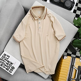 Áo polo phối viền vai Simple Basic, thun co giãn, thấm hút mồ hôi, siêu nhẹ, mau khô, chống nhăn tự nhiên, màu kem, màu nâu