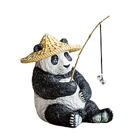 Panda Figurine Resin Miniature Animal Sculpture for Backyard Desktop Outdoor