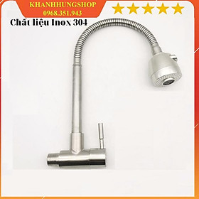 Vòi Rửa Chén Bát Inox 304 Cắm Tường Cần Mềm Lạnh