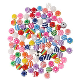 2-3pack 100 Pieces Assorted Color Striped Resin Spacer Beads for Jewelry Making