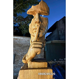 Mua Tượng im lặng là vàng bằng gỗ ngọc am thơm nức kt cao 34×13×12cm