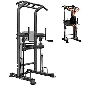 Khung Tập Xà Đơn Xà Kép Đa Năng CU-110 (Có Đệm Trợ Lực) – Tập Gym Tại Nhà Điều Chỉnh Độ Cao, Chịu Lực 150kg, Màu Đen