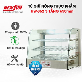 Tủ giữ nóng thực phẩm HW-862 thiết kế 3 tầng 650mm giữ thực phẩm thơm ngon nóng giòn NEWSUN - Hàng chính hãng
