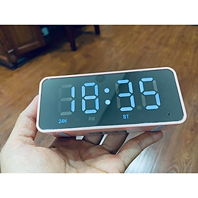 Loa Bluetooth Kiêm Đồng Hồ Mặt Gương Hiển Thị Đèn Led - Đài FM - Đồng Hồ Báo Thức