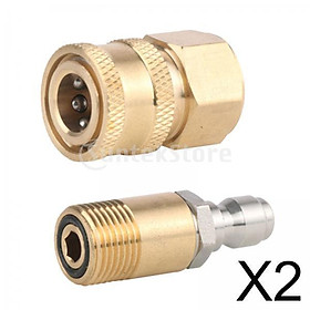 2x Garden Hose M18 Pressure Washer Adapter Quick Release Solid Brass 1/4