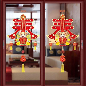 Mua Decal trang trí Tết Hít Tĩnh Điện - Cặp Chữ PHÚC lớn Trâu vàng 02
