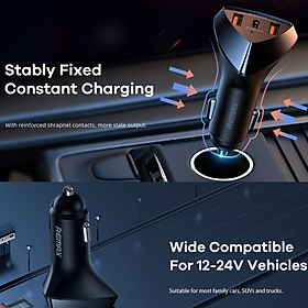 Mua Cốc Sạc Nhanh Xe Hơi REMAX RCC323 Alien III Series 2 cổng USB 1 cổng USB Type C  Max 49.5W - Hàng Nhập Khẩu
