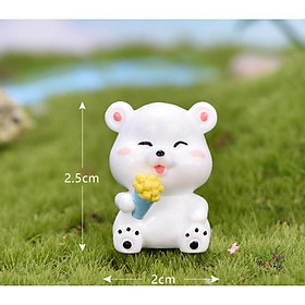 Mô hình Gấu trắng nhỏ dễ thương trang trí tiểu cảnh, terrarium quà tặng trang trí