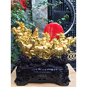 Mua TƯỢNG BÁT MÃ TRUY PHONG 8 CON NGỰA VÀNG LỚN PHI NƯỚC ĐẠI KÉO ĐỒNG TIỀN ĐỎ TO MAY MẮN ĐỨNG TRÊN ĐẾ HOA VĂN TRẠM TÙNG GỖ SIZE D56CM XC45CMXN21CM BIỂU TƯỢNG MÃ ĐÁO THÀNH CÔNG TRƯNG PHÒNG KHÁCH TO HOÀNH TRÁNG