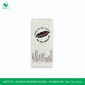 Mua MFT1T1N - 24x10x4 cm - 200 Túi bánh mì Trắng  in sẵn họa tiết XE BÁNH MÌ - Bao bánh mì Túi giấy thực phẩm an toàn