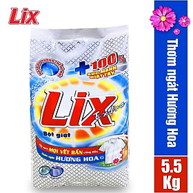 Bột Giặt LIX Extra Hương Hoa 5.5Kg EB550 - Tẩy Sạch Vết Bẩn Cực Mạnh